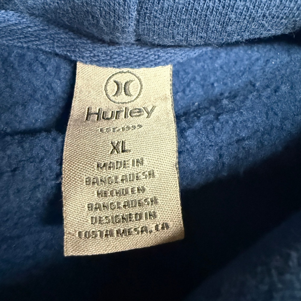 Hurley | Graphic Pullover Hoodie | XL | Navy Blue | Logo Drawstring Sweatshirt - Picture 5 of 7
